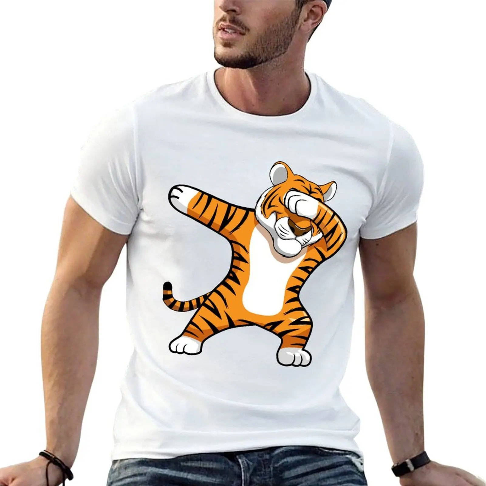 Dabbing Tiger Football Mascot T-Shirt aesthetic clothes Louboutins mens t shirts top quality