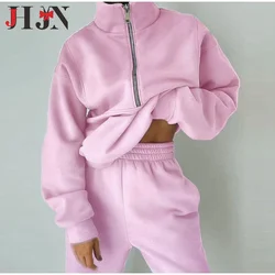 JHJN Women Sportswear Set Female Tracksuit Set Stylish Hoodies Autumn Sweater Comfortable Tops Warm Two-Piece Sets For Sports