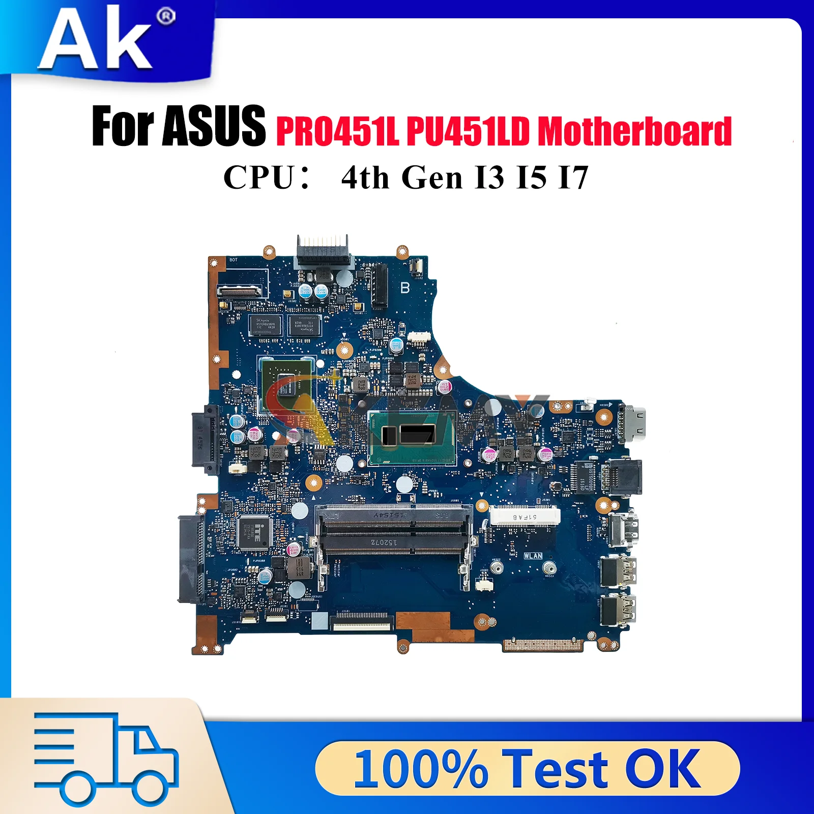 

PU451LD Laptop Motherboard For ASUS VivoBook PU451LD PRO451L PU451L Notebook Mainboard With I3 I5 I7 CPU 100% tests OK fast ship