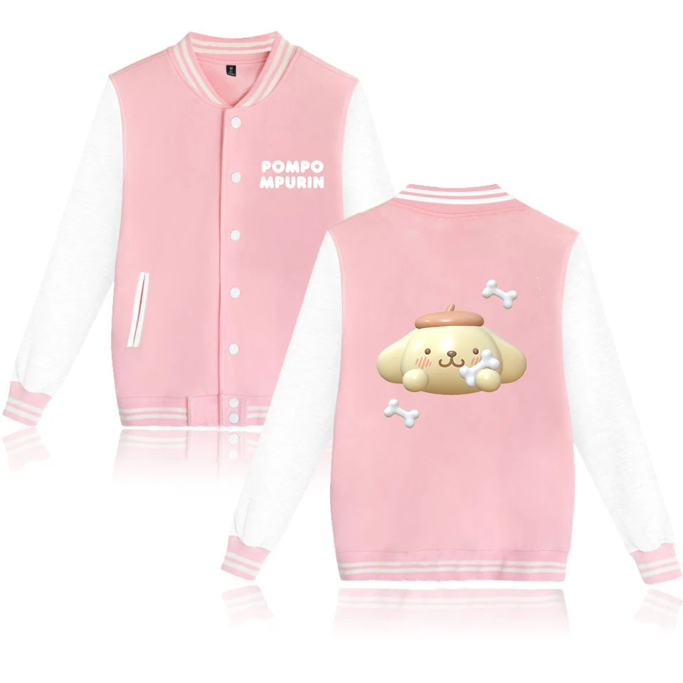 

Pompompurin Bomber Jacket Women Men Autumn Baseball Jacket Coat Cartoon Kid Streetwear Harajuku Bomber College Jacket