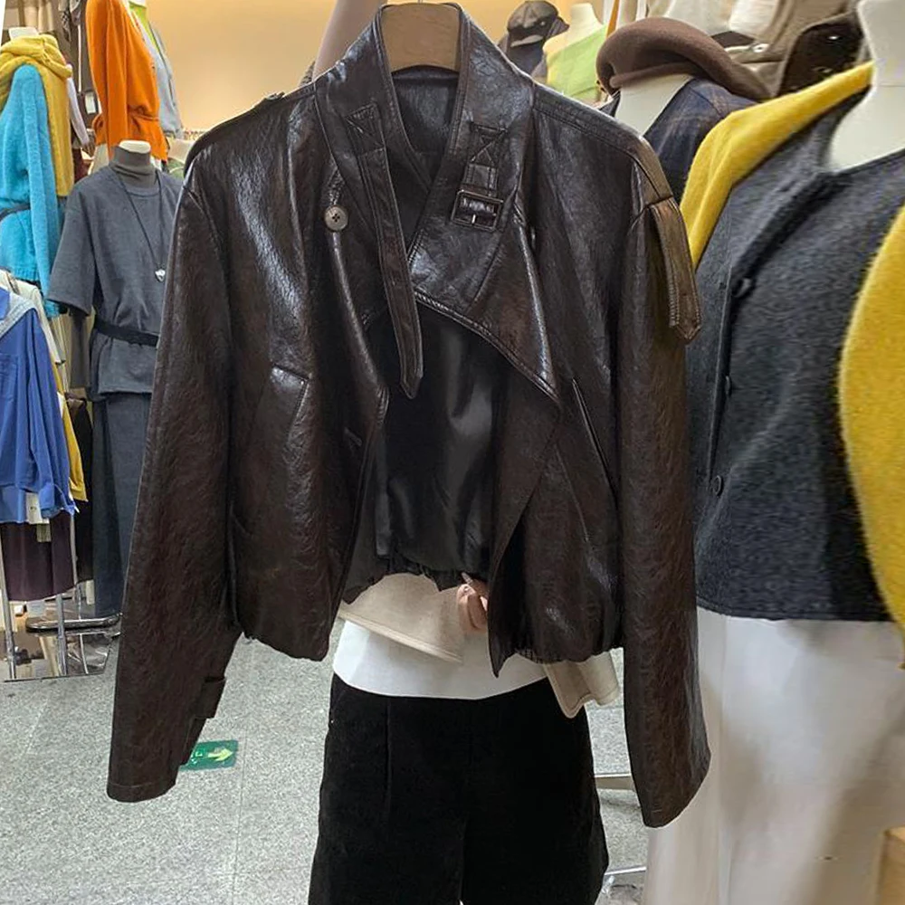 2025 가을 신상 쿠사 스탠드 칼라 더블 브레스티드 숏 로코모티브 여성용 고급 다용도 재킷 트렌드