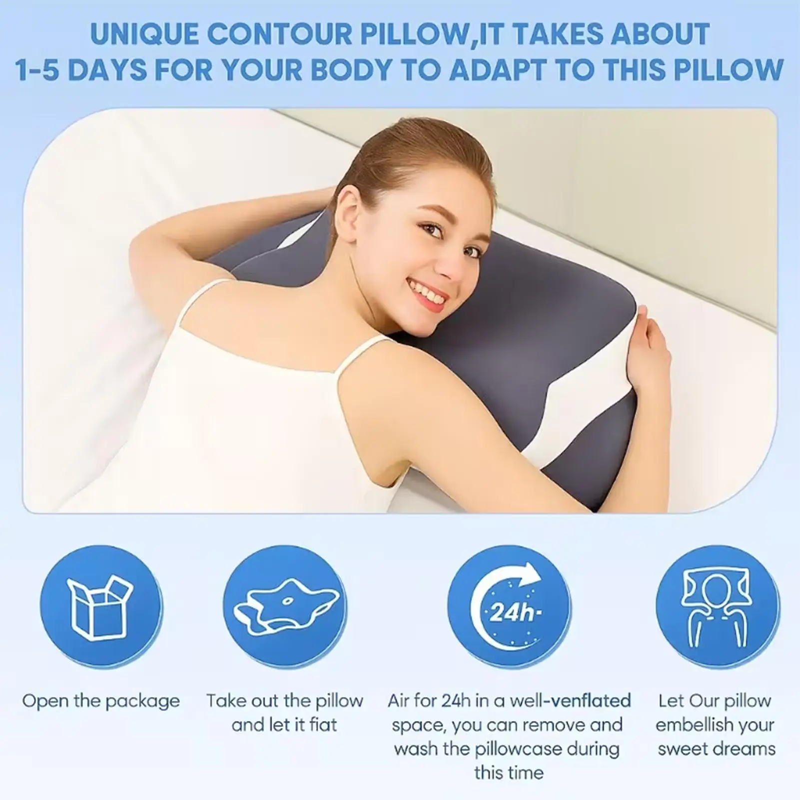 Breathable Cooling Neck Pillow Suitable for Side Back Sleep, Suppot Neck Relax, Pillow for Travel Office, Slow Resilience Design