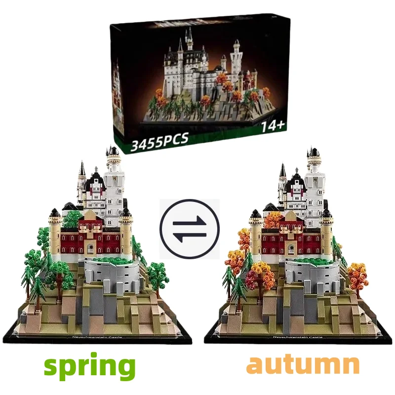 

2026new 3455PCS Neuschwanstein Castle Architectural Model Kit 21063 European Castle Forest landscape Building blocks Set Gift