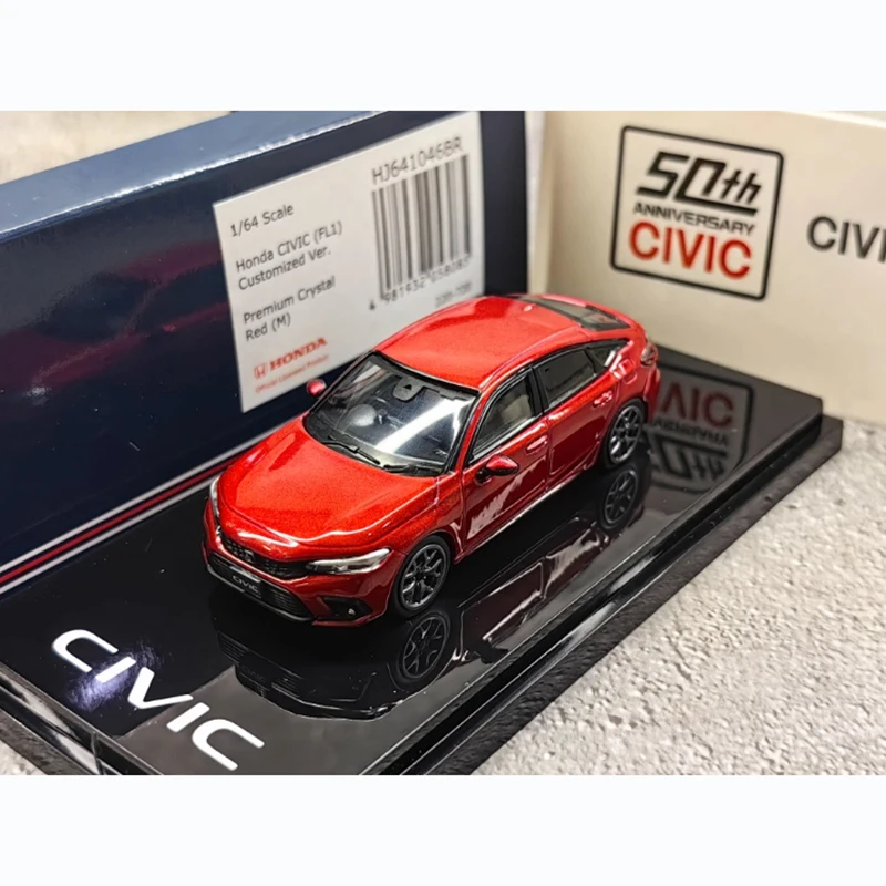 Hobby Japan Diecast 1:64 Scale Honda Civic FL1 Modified Sports Car Alloy Model Static Display Collectibles Boy Gift Toy Ornament