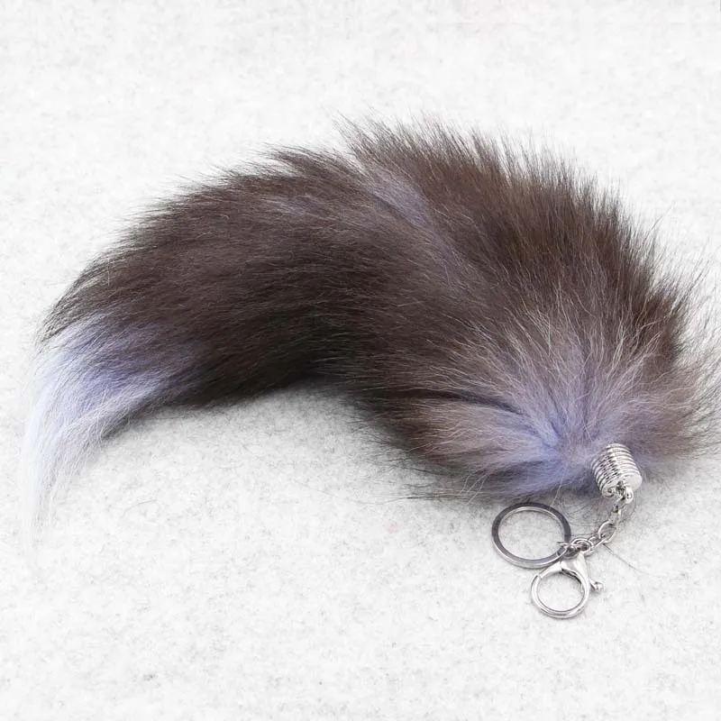 Fashion Ladies Keychain Women Long Fox Racoon Tail Fur Keyring exaggerated Ladies Handbag Pendant Key Holder Key Chain Gift