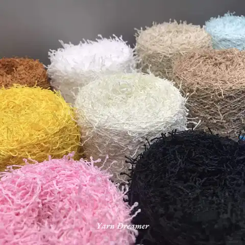 16 Colors - Fancy Yarn for Crochet Thread Fluffy Yarns for Crochet Yarn Art Plush Pink Yellow Brown White Yarn 100g