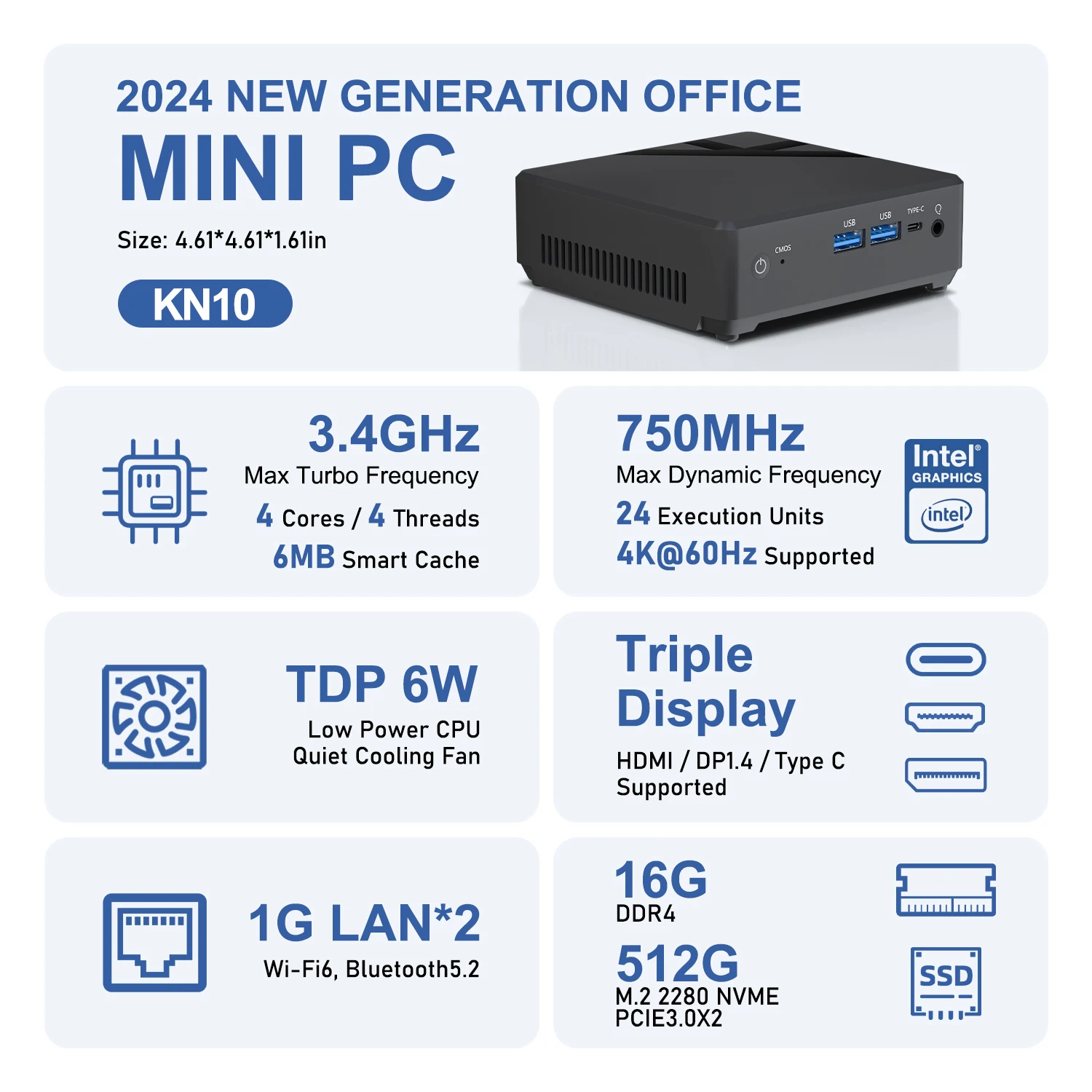 ZXIPC Mini PC Alder Lake N100 Windows 11 Intel 12th DDR4 RAM NVME ROM WiFi 5 BT4.0 Desktop Computer Mini Pc Work Gaming Computer