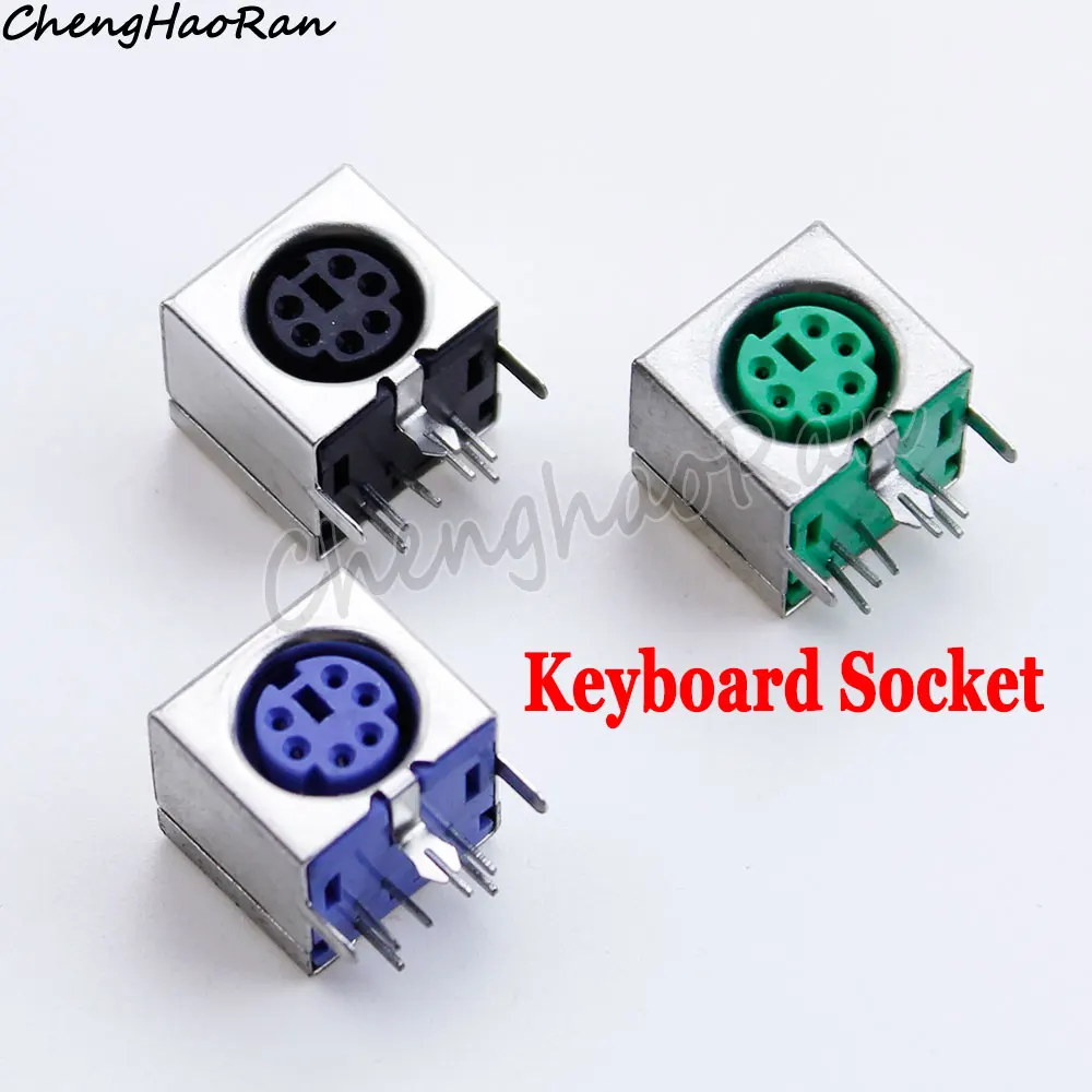 5 Pieces For PS2 Keyboard Socket Female Jack For PS2 Mouse Socket 6-Pin Purple Green Black Connector