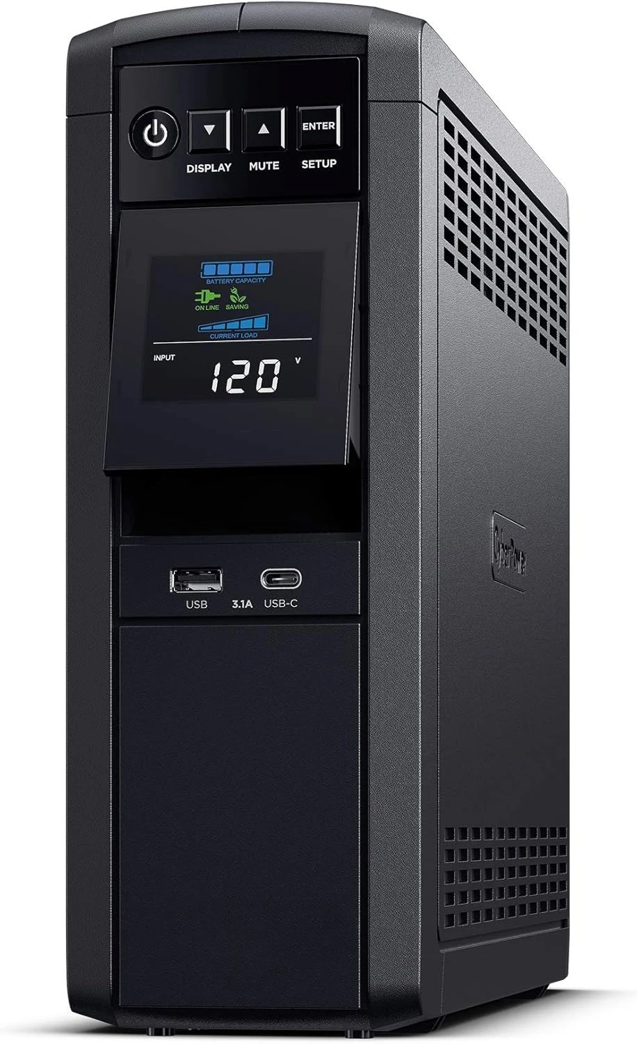 نظام CP1500PFCLCD PFC Sinewave UPS، 1500VA/1000W، 12 منفذًا، AVR، برج صغير، أسود
