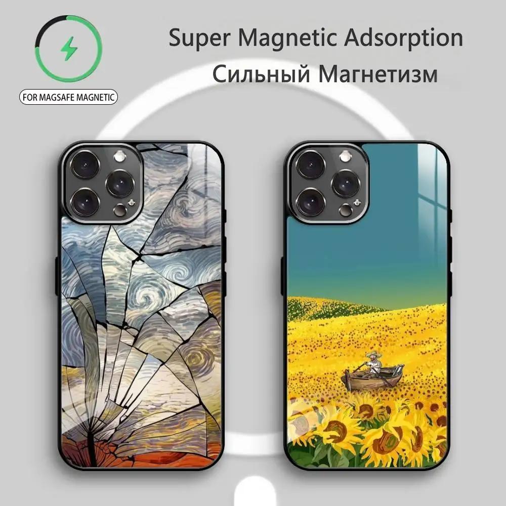 

V-Van Gogh Dream Phone Case For iPhone17,16,15,14,13,12,11 Plus,Pro Max Magnetic For Magsafe Wireless Charging