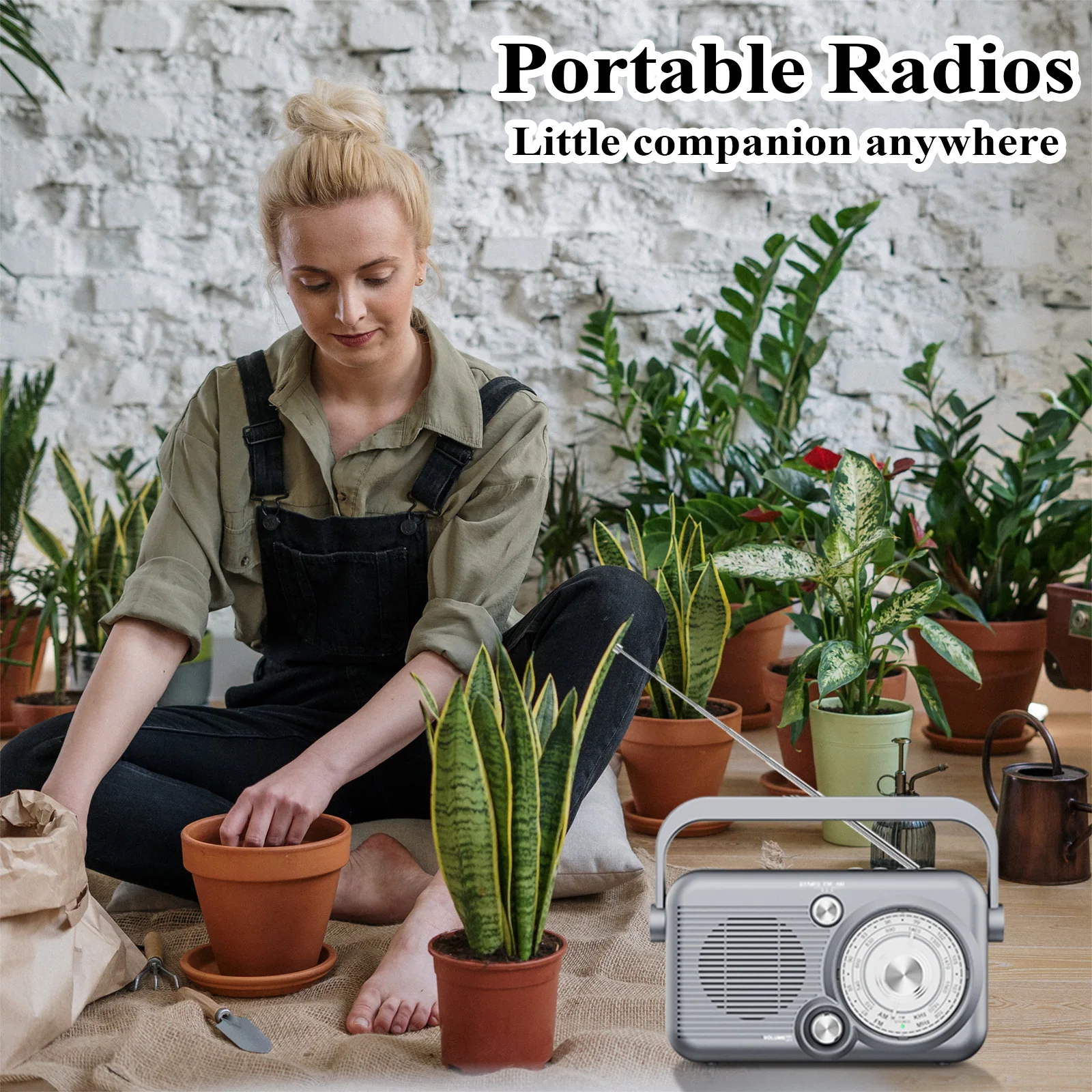 Portable FM AM Radio Handheld Strong Signal Radios Wireless Bluetooth 5.3 Speaker Support TF Card U Disk Play 2000MAH Battery