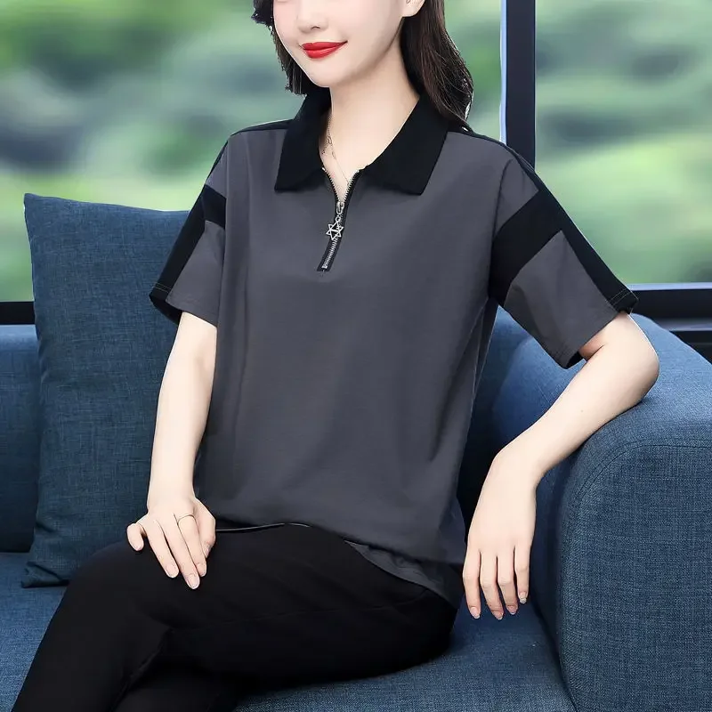 تي شيرت صيفي برقبة بولو للنساء تي شيرت نسائي فضفاض للشباب جمالي شبابي أنيق فاخر رخيص العرض غير الرسمي