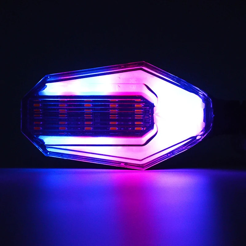 1pcs Motorcycle Led Dual Color Running Water Turn Signal Light Warning Light Turn Direction Light Car Light Corner Light