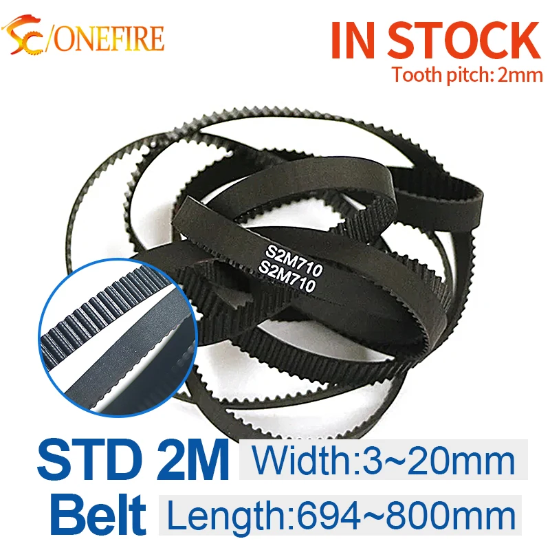 

STS S2M Rubber Timing Belt Length 694 710 714 720 726 750 760 766 770 800mm Width 3/5/6/9/10/12/15/20mm Toothed Belt