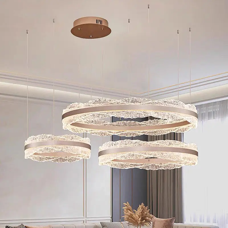 

LED Luxury Pendant Light Living Dining Room Bedroom Modern Upscale Acrylic Texture Suspension Lamp Home Decoration