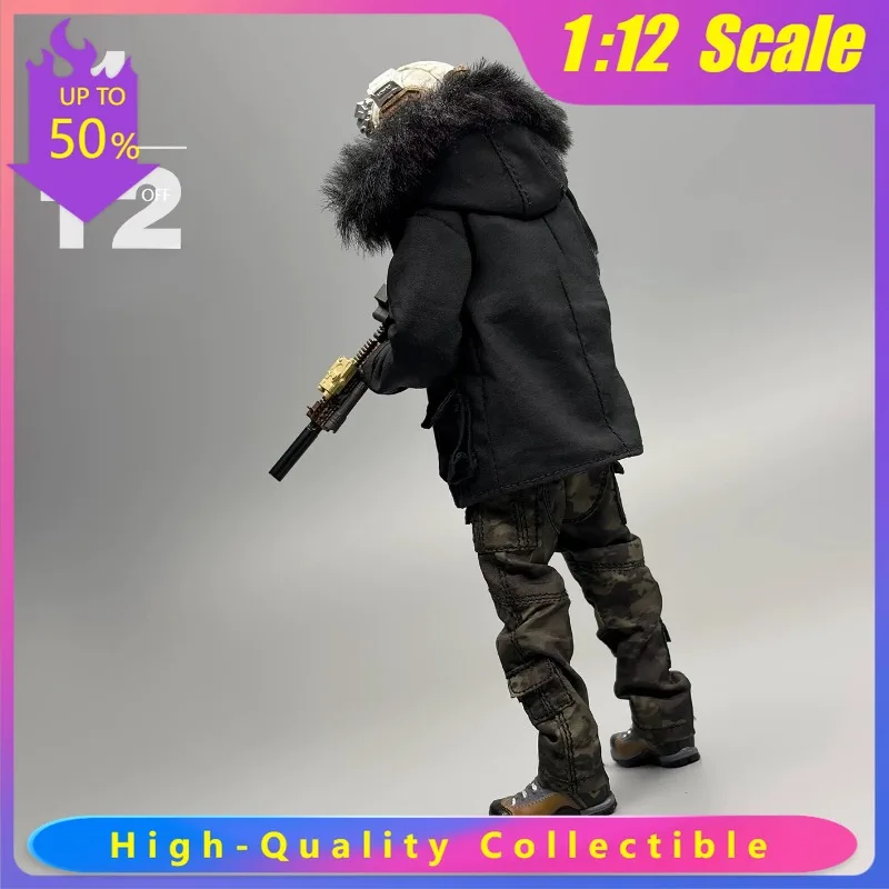 

SA03 1/12 Scale Soldier Black/Khaki Trendy Coat with Hat Clothes Model Toys for 6'' Action Figures Body Dolls Scene Accessories