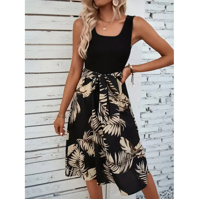 

insHot-Selling Vacation Sunscreen Floral Beach Dress Summer New Casual Elegant Dress
