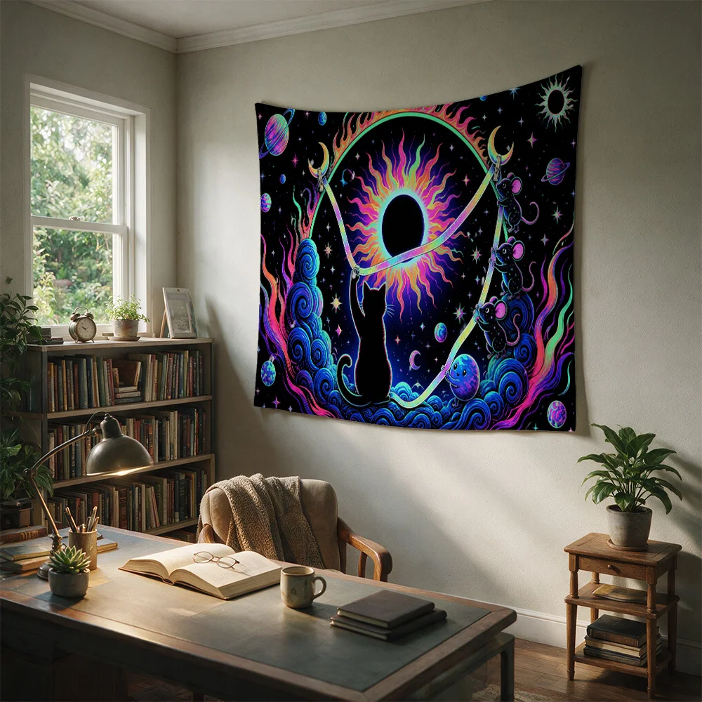 Vibrant Galaxy Constellation Dreamcatcher Tapestry Boho Wall Hanging Cosmic Space Art Decor for Living Room