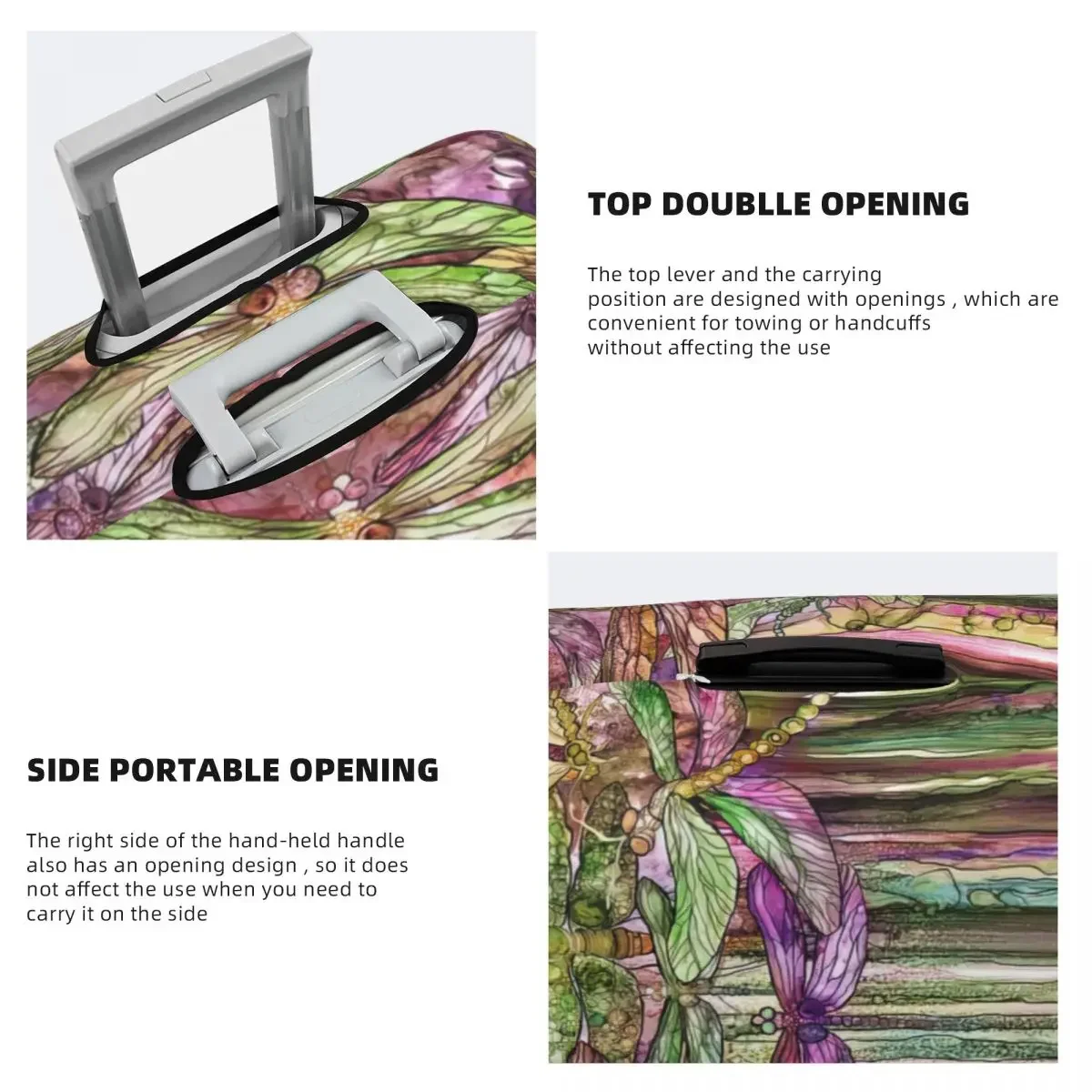 Dragonfly Bloomies Print Luggage Protective Dust Covers Elastic Waterproof 18-32inch Suitcase Cover Travel Accessories