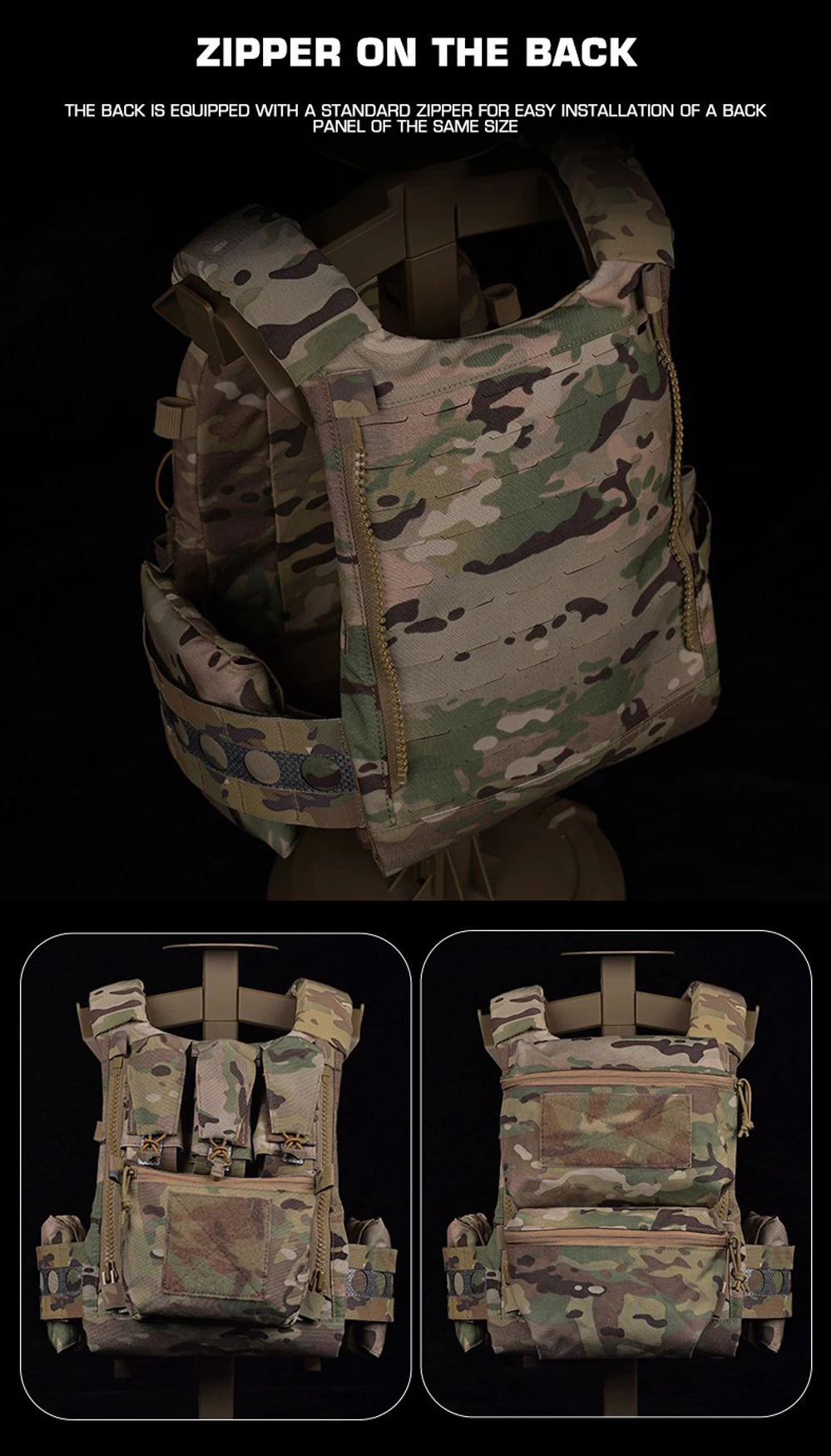 FCPC V5-Stil Taktische Plattenträgerweste – MOLLE Modulare Jagd- und Airsoft-Weste mit Utility-Tasche auf der Rückseite – Detail 12