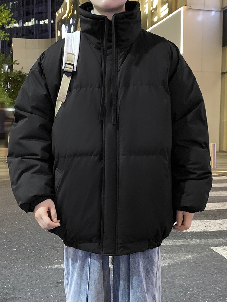 

American Retro Collar Thickened Cotton Jacket Men Winter Fashion Brand Color Large Size Handsome Bread Coat Windproof O...