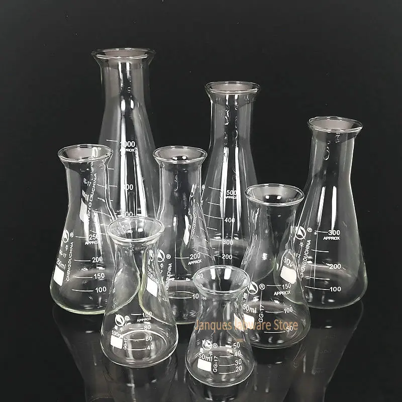 1piece Laboratory Borosilicate Glass Triangular Flask with trumpet-shaped mouth 50 to 1000ml Chemical experiment container