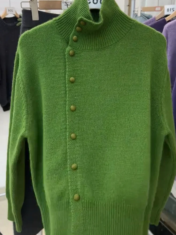 

Ele вязаный открытый кардиган с высоким воротником, женский модный утягивающий универсальный топ больших размеров, французский слей, осень 2025 г.