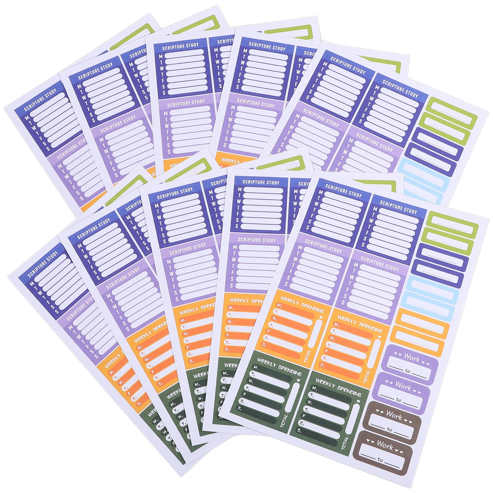 

10 Sheets Week Planner Stickers Monday To Sunday Adhesive Labels For Calendars Notebooks Whiteboards Functional Planning Day