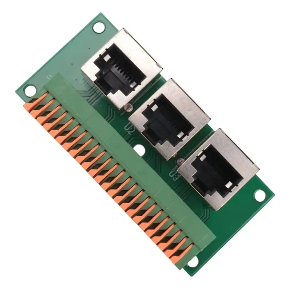 Three Ways RJ45 Female Connector Solderless Spring Terminal RJ45 Breakout Board 8-Pin Ethernet Connector Board Network Wiring