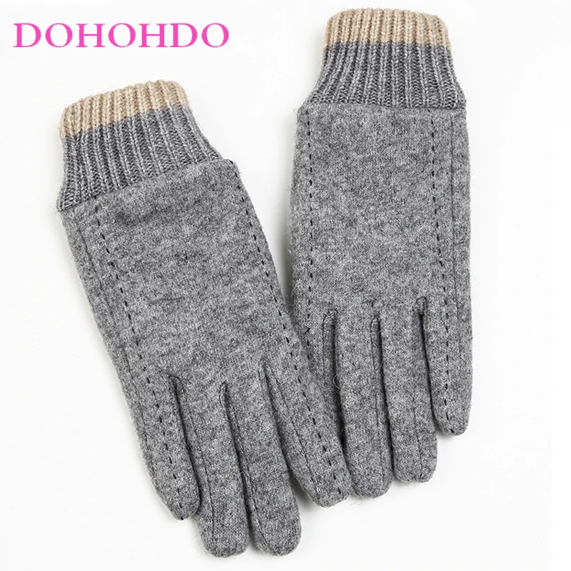 

Wool Black Gloves Velvet Luo Kou Touch-screen Gloves Women Autumn Winter Warm Velvet Fashion Riding Wind-proof Motorcycle Gloves