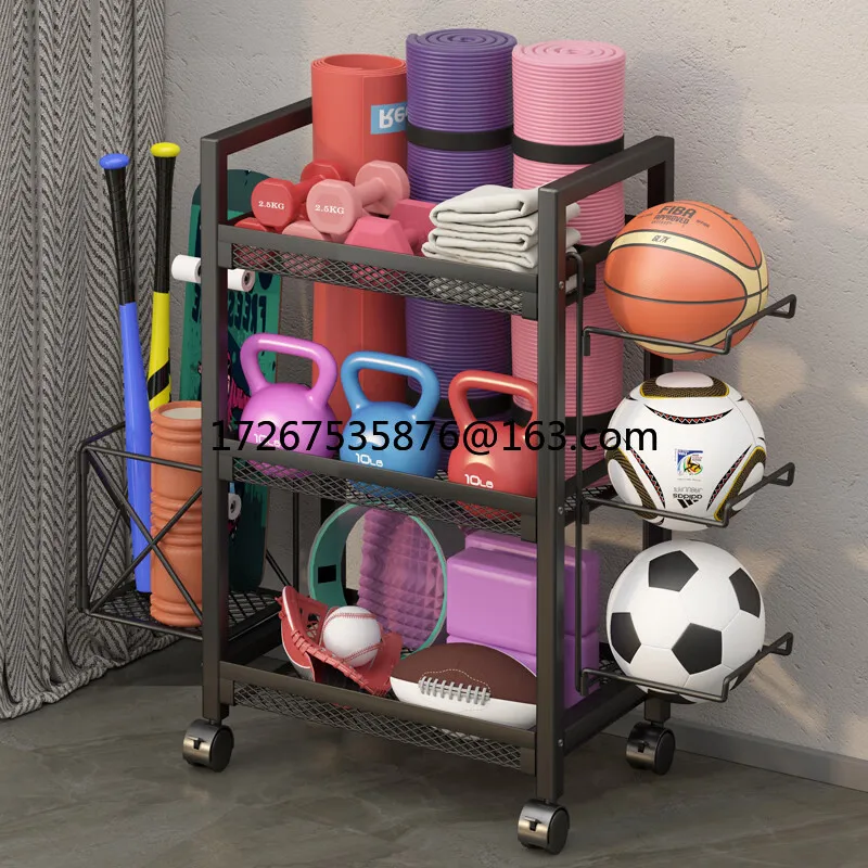 

Fitness Equipment Storage Rack Movable Yoga Mat Foam Axis Dumbbell Storage Basket Household Sports Goods Shelf
