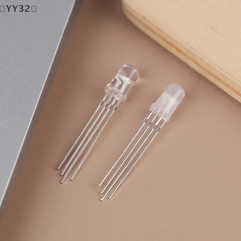 〔YY32〕50PCS 5mm Full-color LED RGB Red/Green/Blue Common Cathode/Anode 4 Feet Transparent Highlight Color Light Diode Colorful