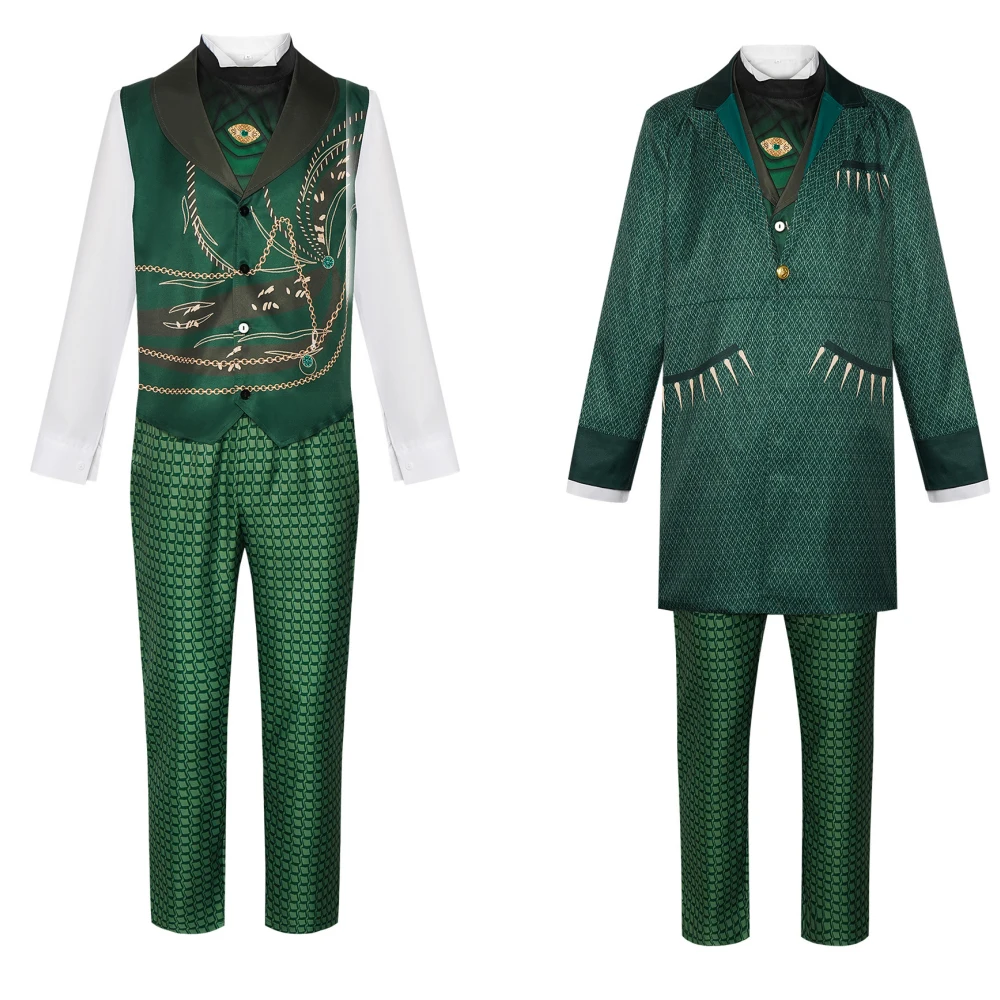 

2025 Anime Wicked Cosplay Costume Wizard Green Suit Men Roleplay Costume Halloween Carnival Party Outfits Disguise Suit Uniform