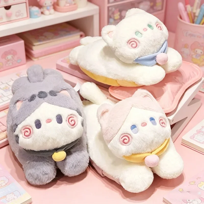 Detachable Hot Water Bag Cover Cartoon Cute Cat Plush Design Reusable Multi Functional Hand Warm Cover Home Office Winter Use