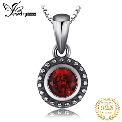 JewelryPalace collana con ciondolo in argento Sterling 925 con granato genuino Vintage 5mm per gioielli con pietre preziose di moda donna senza catena