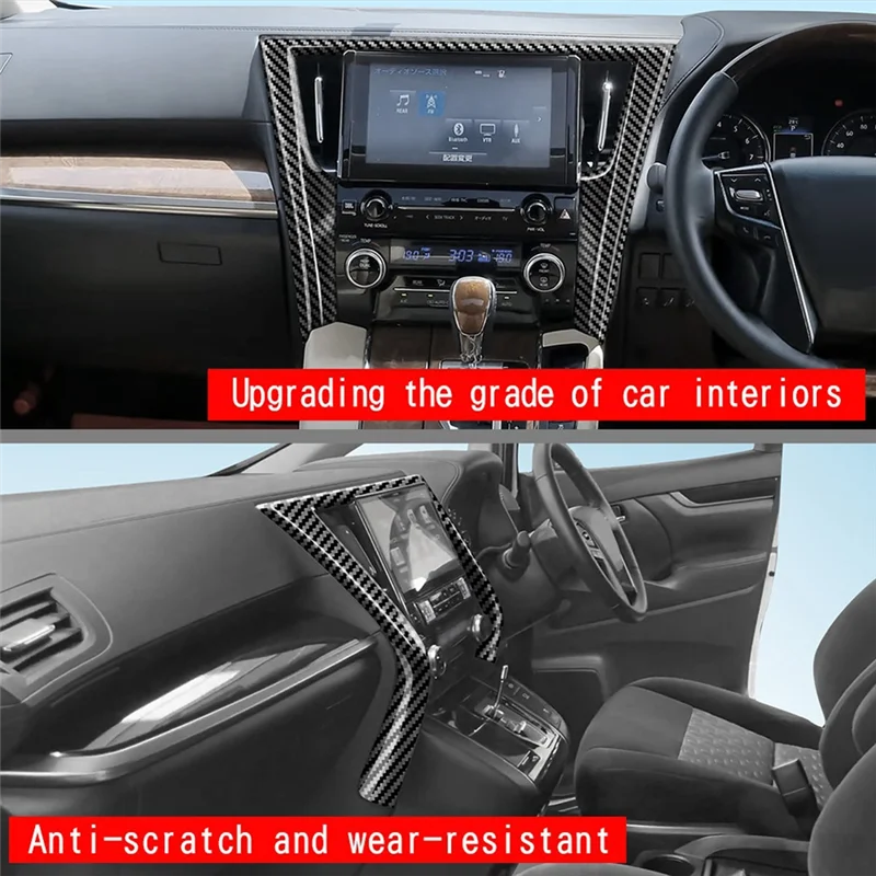 

L38A-для Toyota Alphard/Vellfire 30 Series 2016-2023, аксессуары, навигационная рамка, декоративная рамка центрального управления дисплея, углеродное волокно