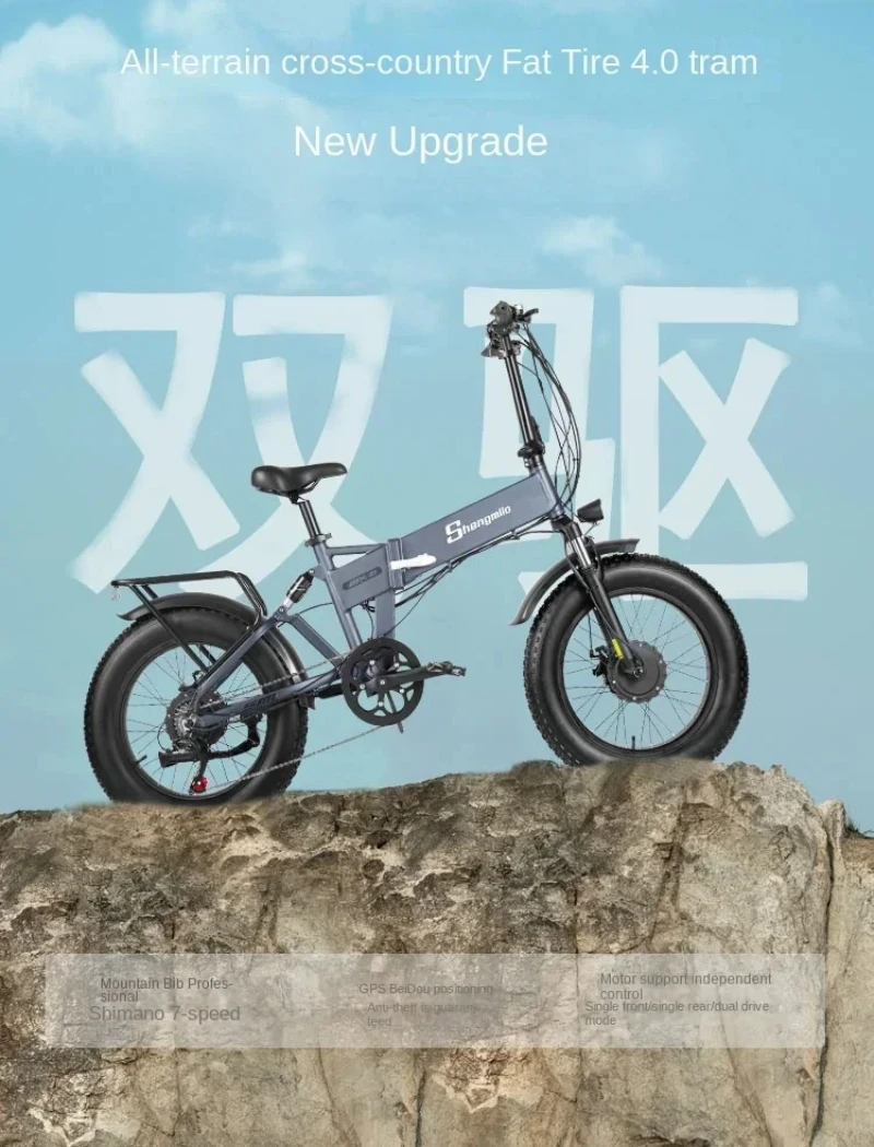 Mountain Electric Bicycle MX21 2000W Motor 48V15AH Removable Battery 20*4.0 Fat Tire Snow Electric Bike Foldable City E-Bike