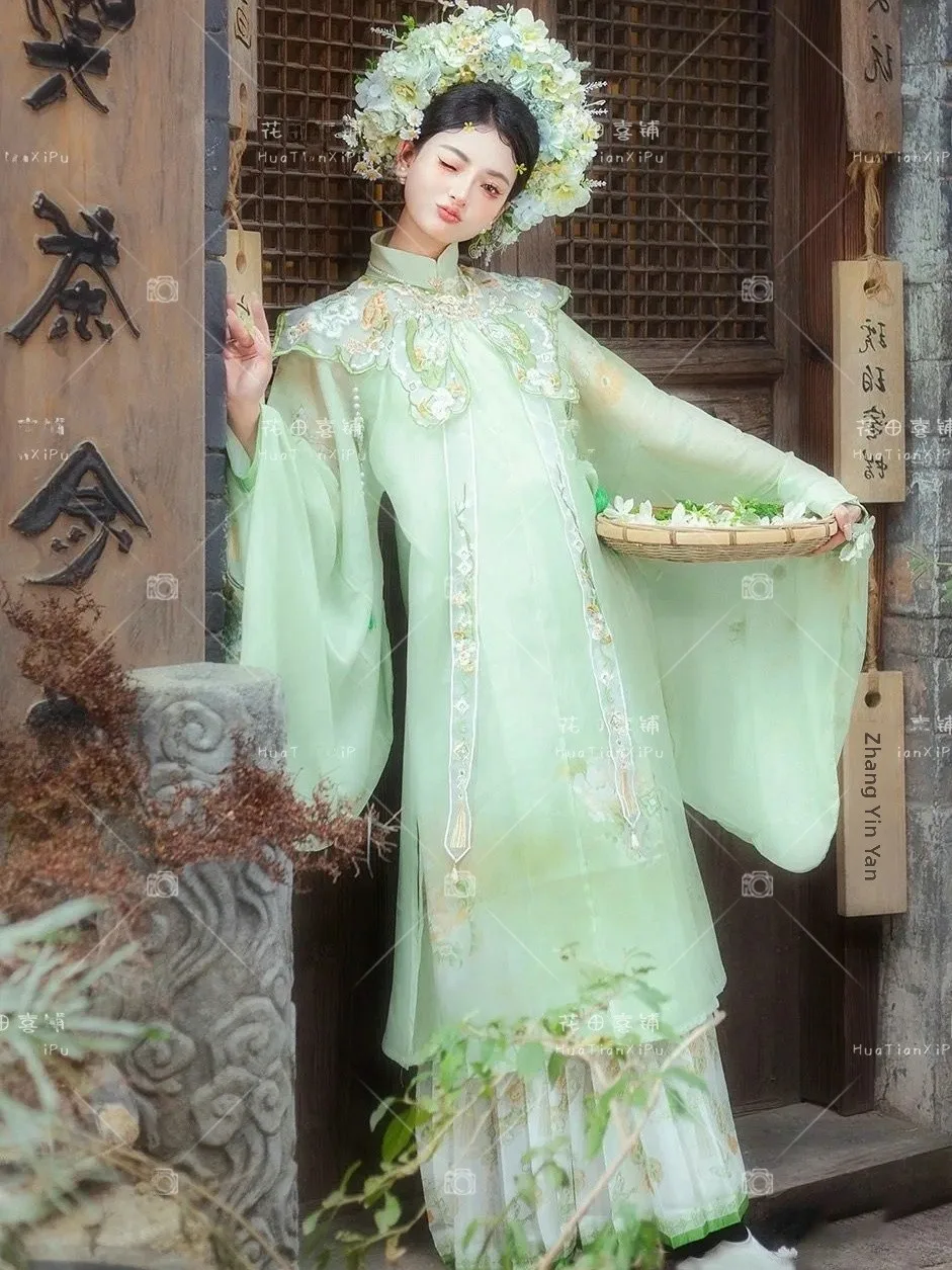 

New Green Ming Dynasty Hanfu Women's Hairpin Xunpu Skirt Style Travel Photography Costume Traditional Chinese Ethnic Women's ...