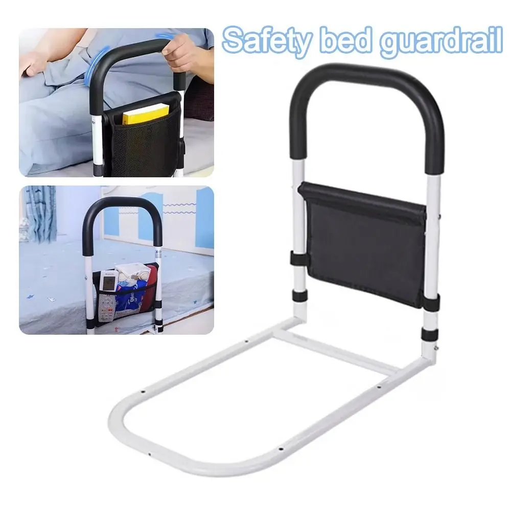 

With Storage Bag Elderly Adults Safety Handle Bed Rail Anti-slip Anti-fall Safety Bed Guardrail Durable Bedside Armrest