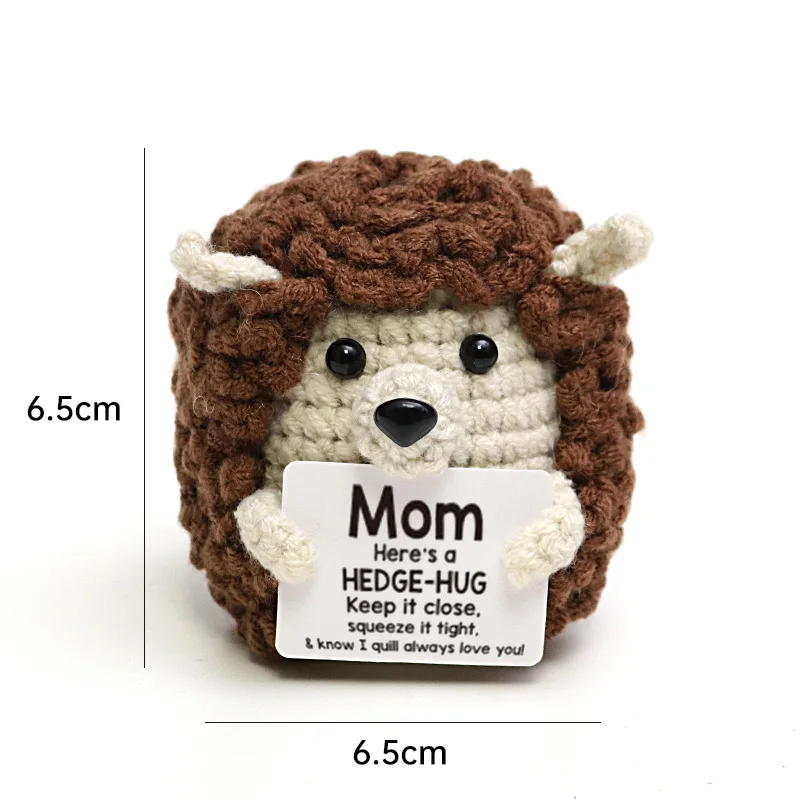 

Positive Crochet Hedgehog Doll with Affirmation Card Home Room Decoration Funny Handmade Plush Doll Ornaments Christmas Gifts