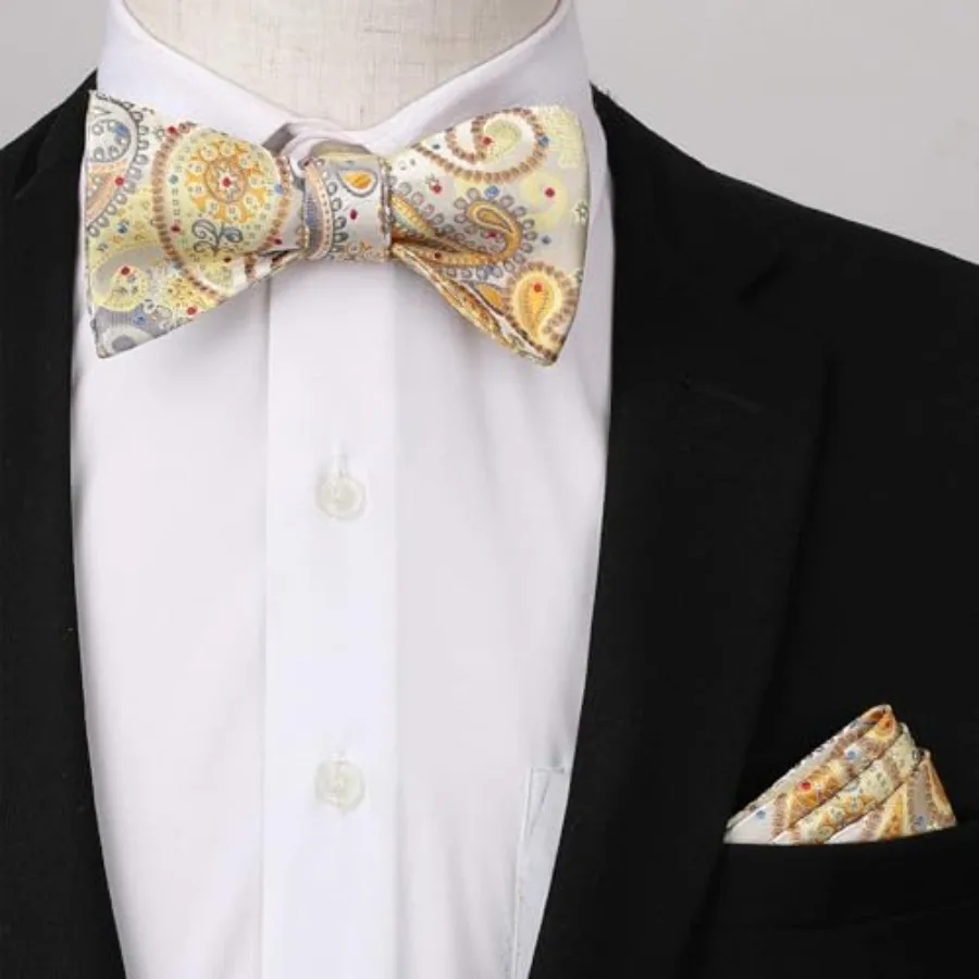 Pajaritas formales clásicas para hombre: pajaritas ajustables con lunares de Paisley en paquete de 3 y 6 ideal para esmoquin de boda y elegante