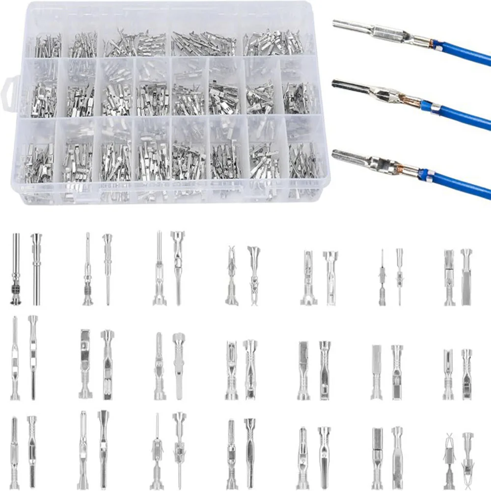 

395PCS Connector Pins Terminal Kit 1/1.5/1.8/2.2/2.8/3.5mm Non-Insulated Plug Removal Male Female Crimp Pins Wire Pins Terminal