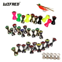 WIFREO 12PCS 3D Realistic Brass Dumbbell Fish Eyes Fly Tying Hourglass Eyes Barbells Beads Fly Tying Beads Fly Tying Material