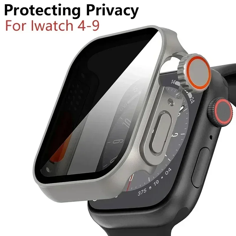 Hülle für Apple Watch Apple Watch Serie 9/8/7/6/5/4 SE 44 45 41 40 mm, Wechsel zu Ultra Privacy, gehärtetes Glas, Displayschutzhülle – Detail 1