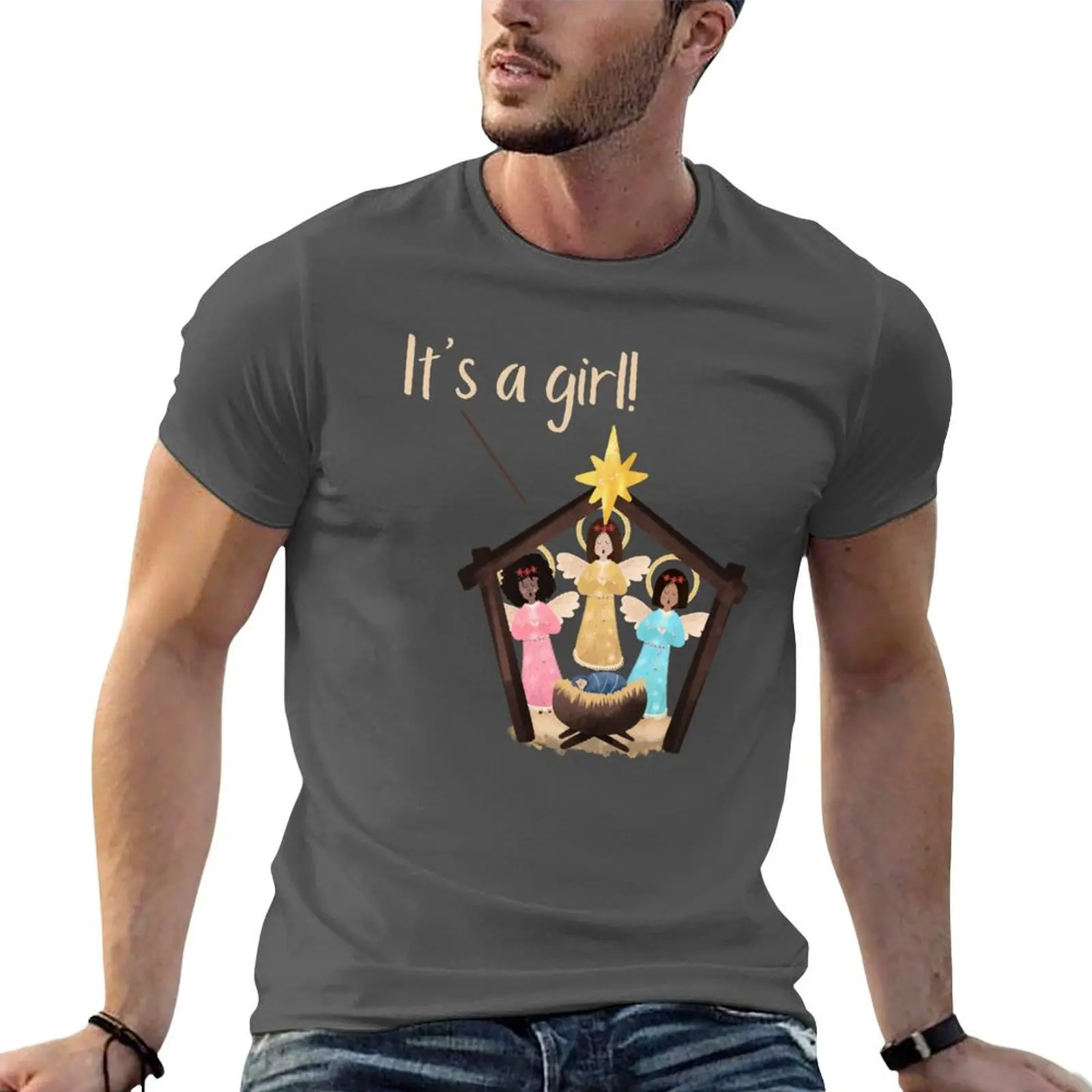 It’s a girl! Manger scene T-shirt plus size tops kawaii clothes aesthetic clothes cute tops mens graphic t-shirts big and tall