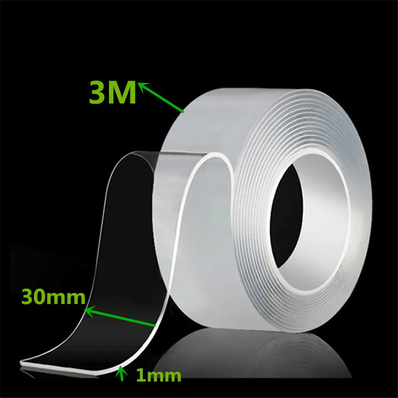 1 m/3 m/5 m Ultra-starkes, leistungsstarkes, doppelseitiges Nano-Klebeband, Wandspiegel-Aufkleber, selbstklebendes, wasserdichtes Klebeband, Heimbedarf