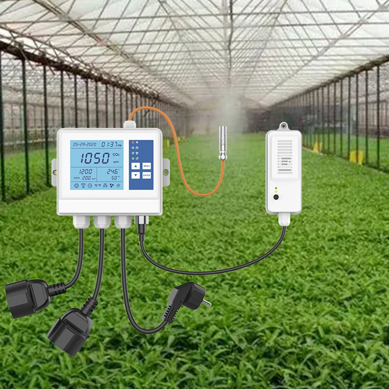 Hydroponics CO2 Monitor And Controller With Remote Sensor For Grow Rooms And Tents With Wireless Wifi Tuya App Remote Control