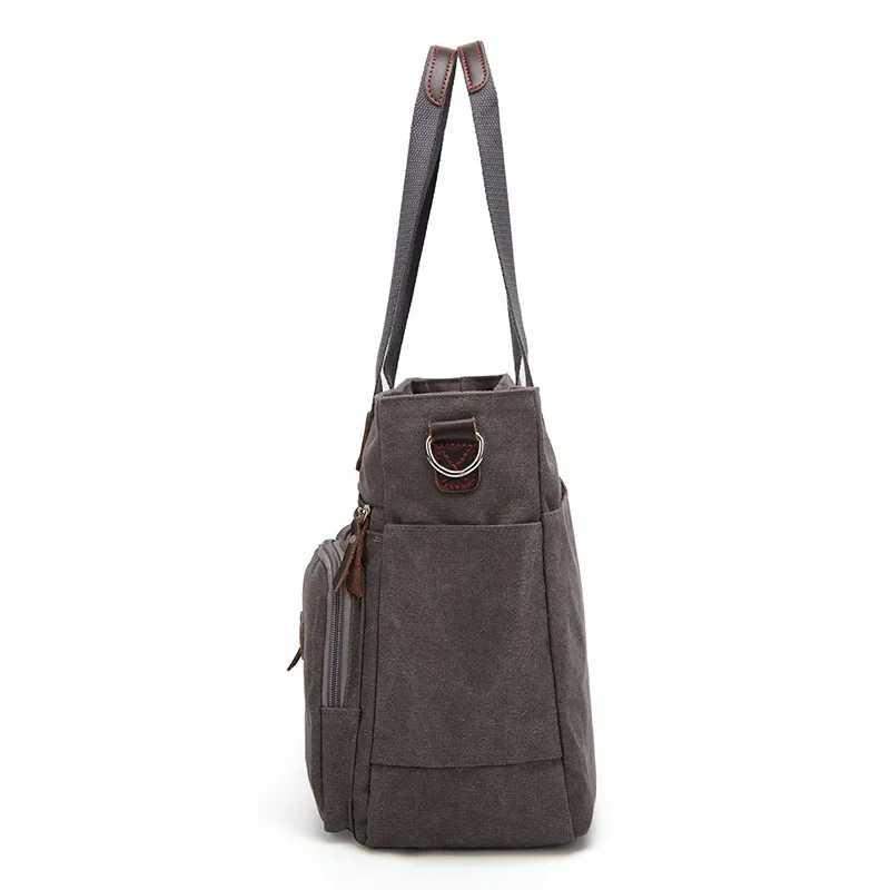Borse a tracolla in tela per uomo Business Casual Valigetta con manico in pelle Borsa per laptop a tracolla vintage di grande capacità