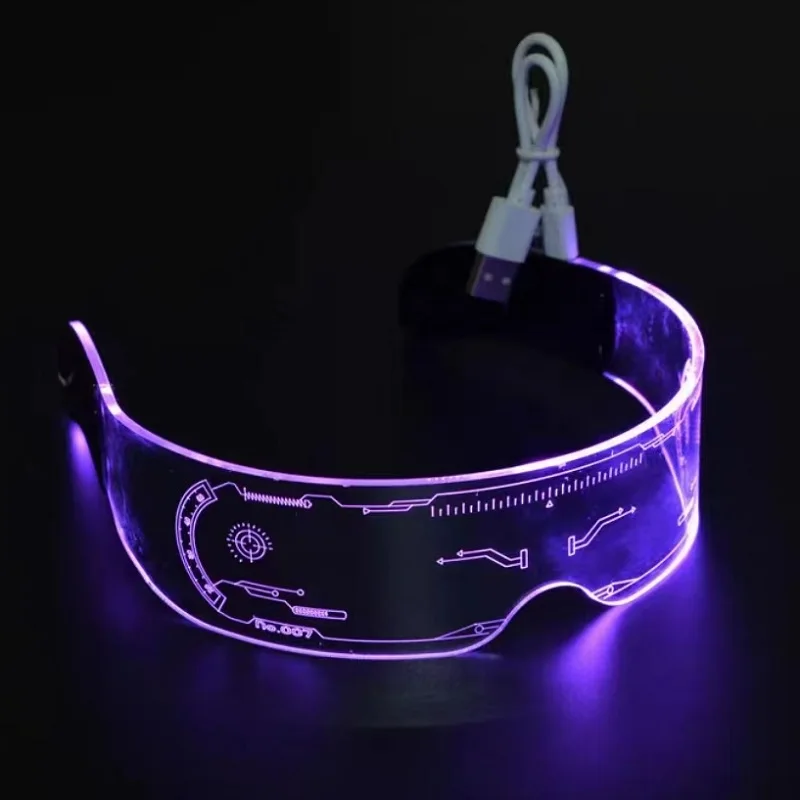 Cooler Club führte Glow Light Up Visier Brille Farbe Cyber Punk Eye leuchtendes Spielzeug Weihnachten Halloween Ktv Party Geschenk zurück in die Zukunft