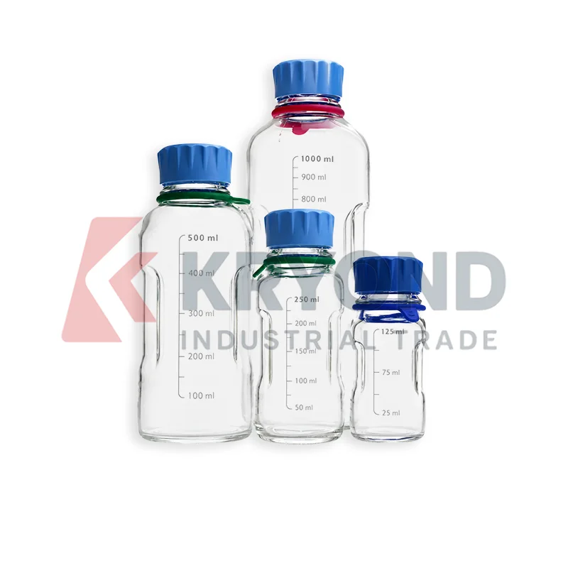 GL45 Laboratory Glass Reagent Bottle 125ml 250ml 500ml 1000ml Blue Screw Cap Chemical Storage Container Research Use Pack Set